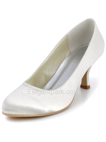 Elegant Ivory Round Toes Stiletto Heel Satin Bridal & Evening Shoes (EP11011)