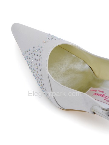 Elegantpark Pointy Toes Beading Satin Stiletto Heel Slingback (EP11014)