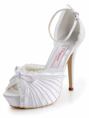 Elegantpark Satin Stiletto Heel Platform Pumps With Bowknot Wedding Shoes (EP11056-IP)