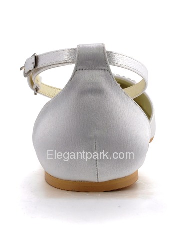 Elegantpark Strappy Pointy Toes Low Heel Beading Buckle Comfortable Bridal Shoes (A670)