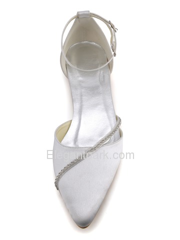Elegantpark Strappy Pointy Toes Low Heel Beading Buckle Comfortable Bridal Shoes (A670)