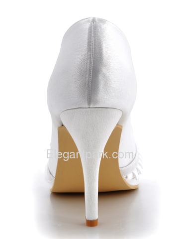 Elegantpark White Platforms Stiletto Heel Satin Wedding Party Shoes (EL-032-PF)