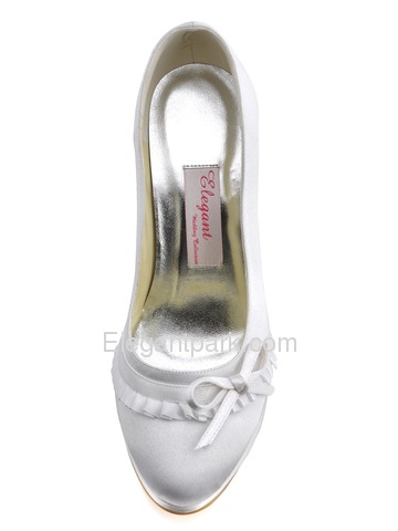 Elegantpark White Platforms Stiletto Heel Satin Wedding Party Shoes (EL-032-PF)