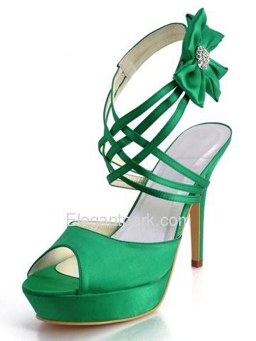 Elegantpark Blue Peep Toe Platform Flower Satin Wedding Evening Party Sandals (EP2031-PF)