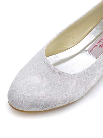 Elegantpark White Almond Toe Lace Flat Wedding Evening Party Shoes (EP11106)