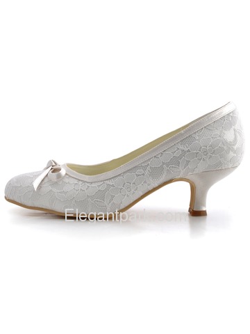 Elegantpark Ivory Almond Toe Bowknot Lace Wedding Evening & Party Shoes (WM-017)