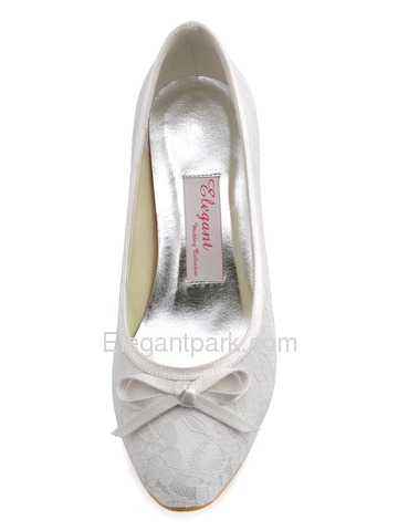 Elegantpark Ivory Almond Toe Bowknot Lace Wedding Evening & Party Shoes (WM-017)