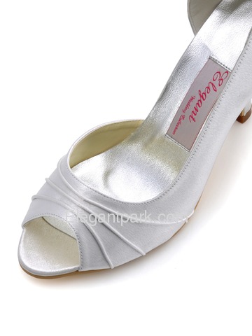 Elegantpark White Peep Toe Stiletto Heel Satin Reception Shoes (EL-1819)