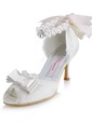 Elegant Peep Toe Stiletto Heel Bowknot Satin Bridal Evening Party Shoes