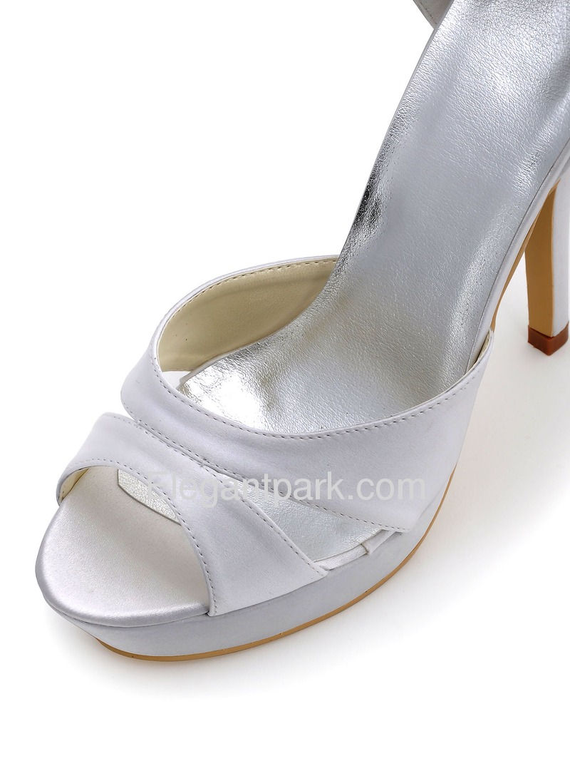 white satin platform shoes