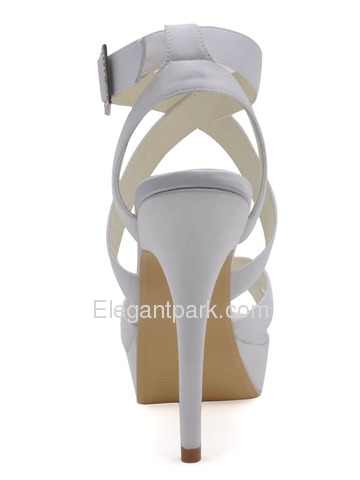 Elegantpark White Open Toe Satin Straps Buckle Stiletto Heel Platform Evening & Party Sandals (EP2124-PF)