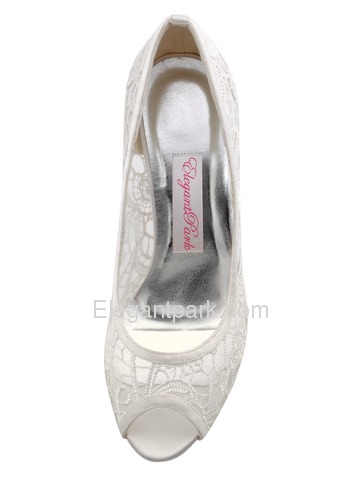 Elegantpark 2014 Fashion Ivory Women Peep Toe Cut-out High Heel Lace Wedding Shoes (HP1400)