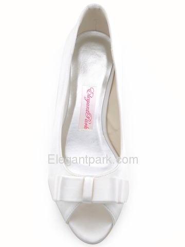 Elegantpark 2014 New Arrival Peep Toe Bow Ribbon Satin Wedge Heel Wedding Shoes (WP1402)