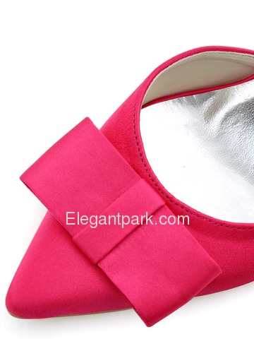 Elegantpark 2014 Sexy Hot Pink Pointed Toe Bow Slingback Stiletto Heel Satin Evening Party Woman Shoes (HC1404)
