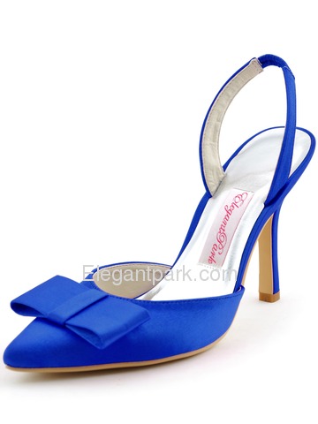Elegantpark 2014 Sexy Hot Pink Pointed Toe Bow Slingback Stiletto Heel Satin Evening Party Woman Shoes (HC1404)