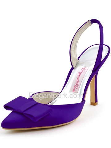 Elegantpark 2014 Sexy Hot Pink Pointed Toe Bow Slingback Stiletto Heel Satin Evening Party Woman Shoes (HC1404)