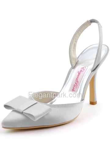 Elegantpark 2014 Sexy Hot Pink Pointed Toe Bow Slingback Stiletto Heel Satin Evening Party Woman Shoes (HC1404)