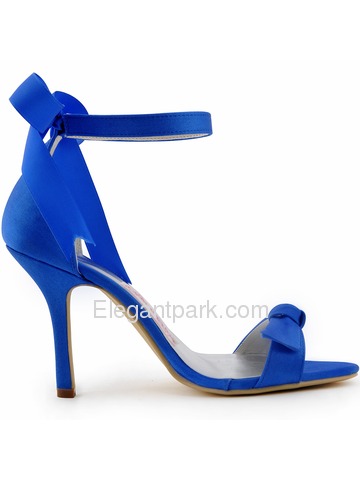 Elegantpark 2014 New Blue Open Toe Bow Ribbon Stiletto Heel Satin Evening Party Sandals (HP1405)