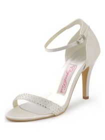 Elegantpark 2014 Fashion Women New Open Toe High Heel Rhinestones Buckle Satin Party Sandals