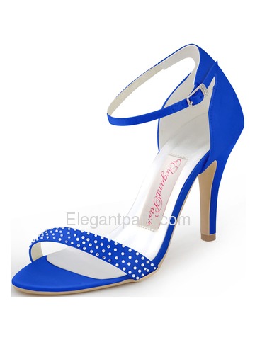 Elegantpark 2014 Fashion Women New Open Toe High Heel Rhinestones Buckle Satin Party Sandals (HP1408)