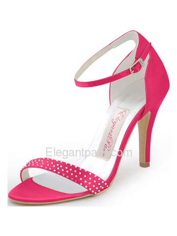 Elegantpark 2014 Fashion Women New Open Toe High Heel Rhinestones Buckle Satin Party Sandals (HP1408)