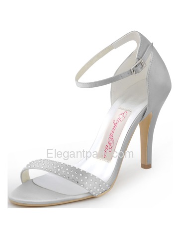 Elegantpark 2014 Fashion Women New Open Toe High Heel Rhinestones Buckle Satin Party Sandals (HP1408)