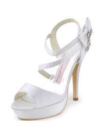Elegantpark 2014 Women New Open Toe High Heel Slingback Platform Rhinestones Satin Wedding Sandals