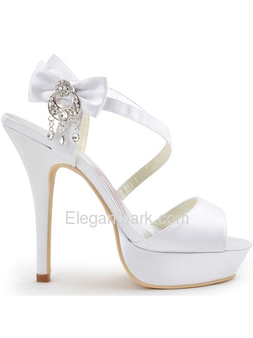 Elegantpark 2014 Women New Open Toe High Heel Slingback Platform Rhinestones Satin Wedding Sandals (SP1407P)