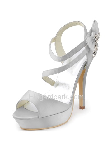 Elegantpark 2014 Women New Open Toe High Heel Slingback Platform Rhinestones Satin Wedding Sandals (SP1407P)