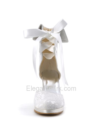 Elegantpark Wedding Party Satin Stiletto Lace Closed Toe Heel Pumps Platform Ankle Bridal Boots (EP11055C-PF)