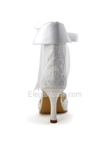 Elegantpark Wedding Party Satin Stiletto Lace Closed Toe Heel Pumps Platform Ankle Bridal Boots (EP11055C-PF)