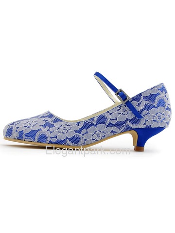 Elegantpark Pretty Satin Lace Closed Toe Spool Heel Bridal Shoes (100120)