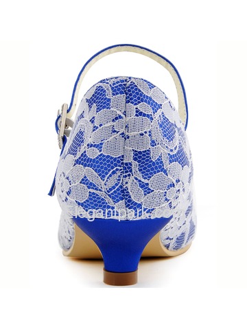 Elegantpark Pretty Satin Lace Closed Toe Spool Heel Bridal Shoes (100120)