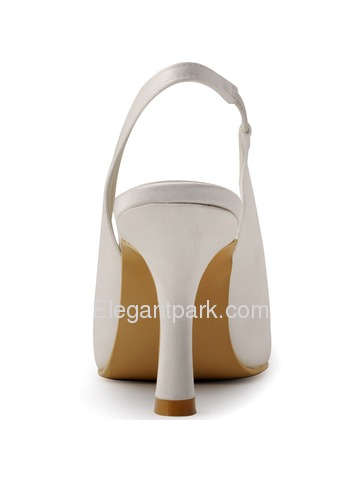 New 2015 Peep Toe Spool Heel White Ivory Satin Pearls Party Wedding Bride Shoes (HP1419)