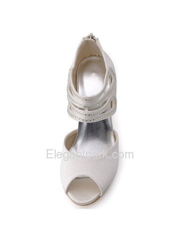 Elegantpark New 2015 Peep Toe Spool Heel Strappy Party Prom Bridal Shoes (HP1420)