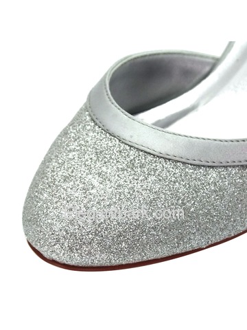 Elegantpark New Glitter PU Silver Closed Toe Kitten Heels Party Shoes (HC1510)