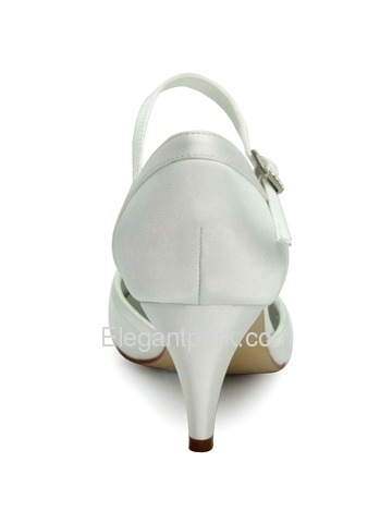 Elegantpark New White Ivory Satin Closed Toe Kitten Heels Strap Wedding Shoes (HC1509)