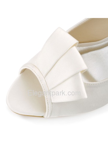 Elegantpark New Arrival Peep Toe Ribbon Satin Wedge Heel Wedding Shoes (WP1518)