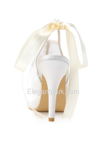 Elegantpark Women's Ivory Peep Toe Stiletto Heel Slingback Satin Lace Wedding Pumps (HP1525I)