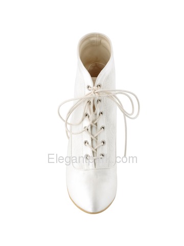 ElegantPark New Arrival Closed Toe Chunky Heel Satin Lace Bridal Wedding Boots (HC1528)