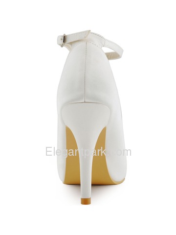 Elegantpark Ivory White Women Peep Toe Buckle Flower Platforms Stiletto Heel Bridal Shoes (HP1546I)