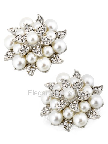 ElegantPark New Fashion Pearls Rhinestones Wedding Party Shoe Clips Two Pieces Including