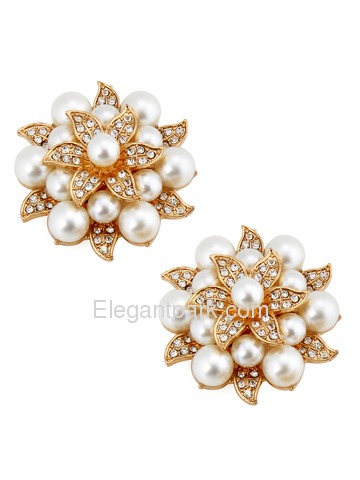 ElegantPark New Fashion Pearls Rhinestones Wedding Party Shoe Clips Two Pieces Including