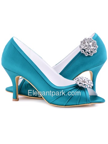 ElegantPark Silver Round Crystal Rhinestones Removable Wedding Party Shoe Clips Two Pieces Including