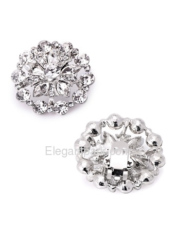 ElegantPark Silver Round Crystal Rhinestones Removable Wedding Party Shoe Clips Two Pieces Including