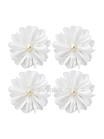 ElegantPark AI01D White Wedding Accessories Women Bridal Shoes Flower Shoe Clips Two Pairs