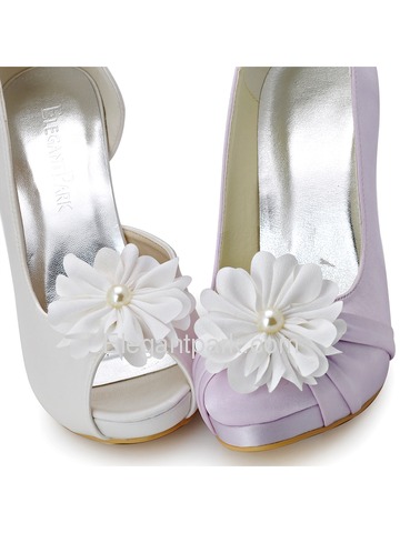 ElegantPark AI01D White Wedding Accessories Women Bridal Shoes Flower Shoe Clips Two Pairs