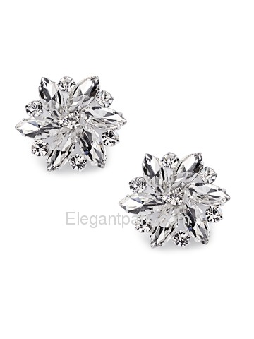 ElegantPark Women Wedding Accessories Rhinestones Crystal Removable Shoe Clips 2Pcs