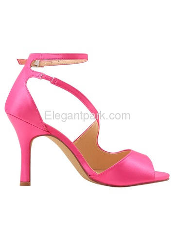 ElegantPark Women Blue High Heel Open Toe Ankle Strap Satin Evening Party Sandals (HP1565)