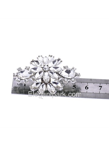 ElegantPark Women Dress Hat Handbag Rhinestones Flower Crystal Fashion Silver Clips